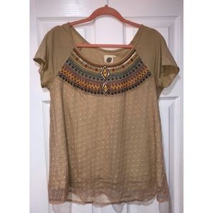 Anthropologie Embroidered Flowy Top